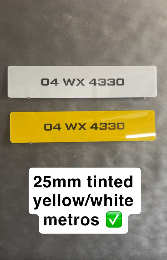 25mm tinted yellow & white metro plates